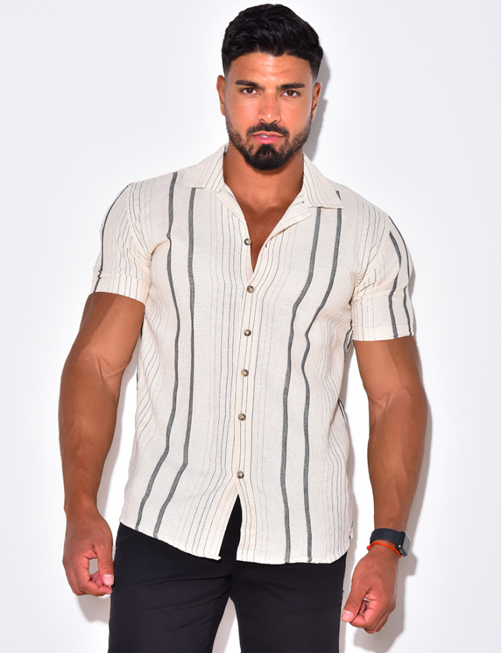 Chemise manches courtes à rayures Chemise manches courtes à rayures