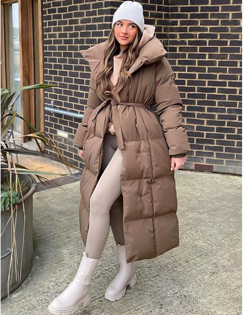 Doudoune longue matelassée à nouer