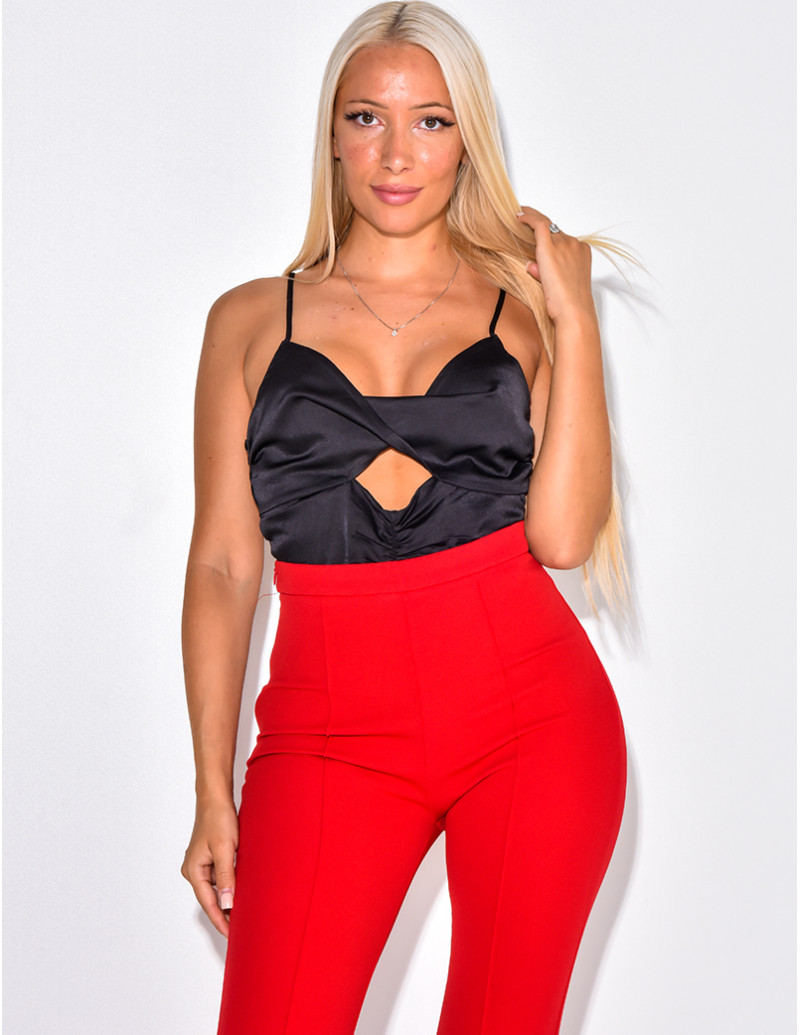 Crop-top en satin croisé