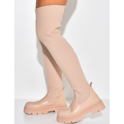 Cuissardes bi-matière chaussettes à semelles crantées