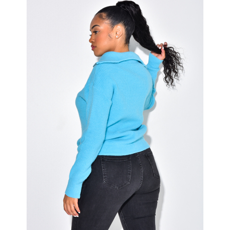 Pull col roulé à zip