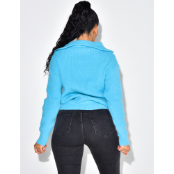 Pull col roulé à zip