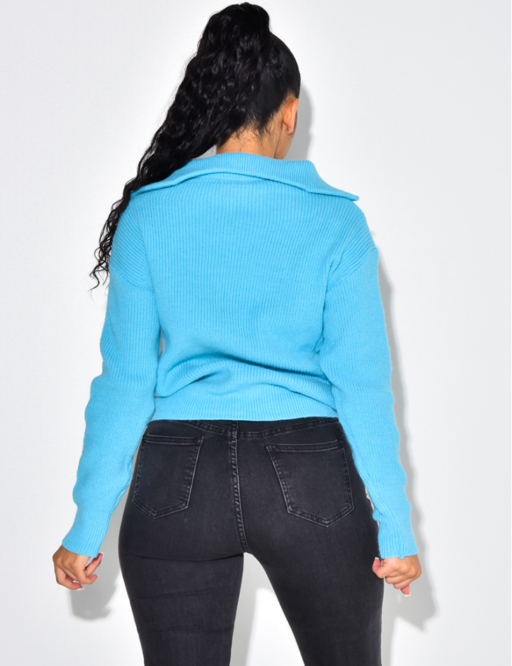 Pull col roulé à zip