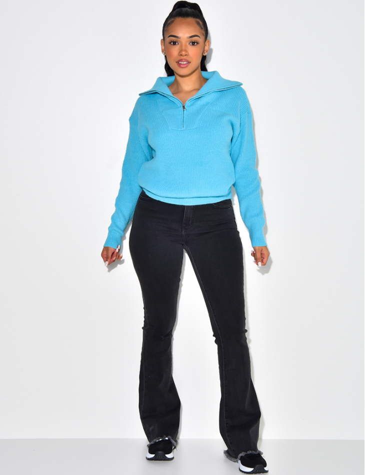 Pull col roulé à zip