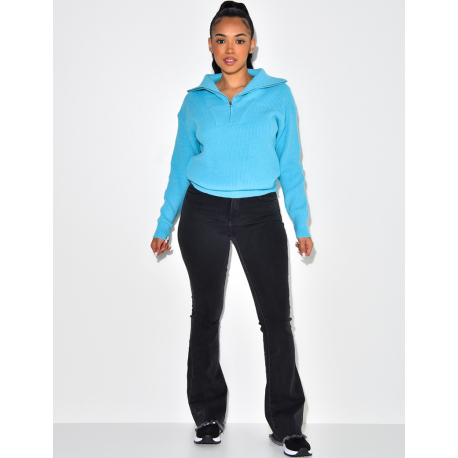 Pull col roulé à zip