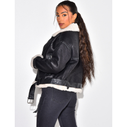 bombardier oversize en peau de mouton retournée