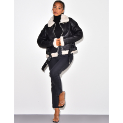 bombardier oversize en peau de mouton retournée