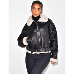 bombardier oversize en peau de mouton retournée