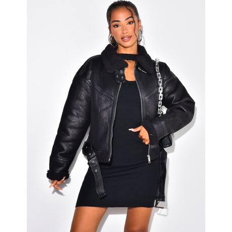 bombardier oversize en peau de mouton retournée bombardier oversize en peau de mouton retournée