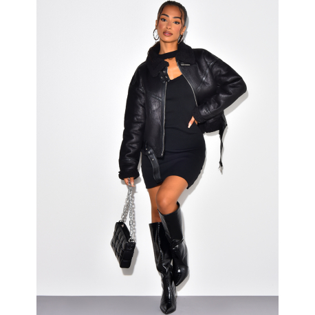 bombardier oversize en peau de mouton retournée bombardier oversize en peau de mouton retournée