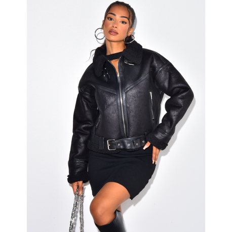 bombardier oversize en peau de mouton retournée bombardier oversize en peau de mouton retournée