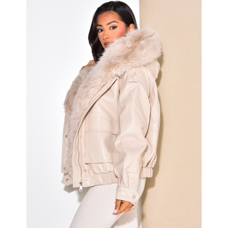 veste en simili cuir, doublure fourrure