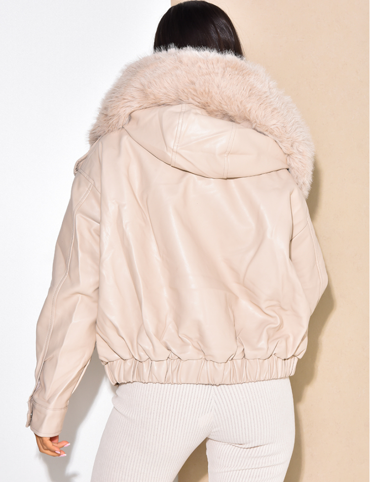 veste en simili cuir, doublure fourrure