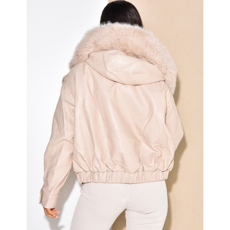 veste en simili cuir, doublure fourrure