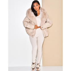 veste en simili cuir, doublure fourrure