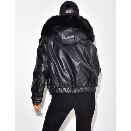 veste en simili cuir, doublure fourrure