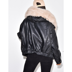 veste en simili cuir, doublure fourrure