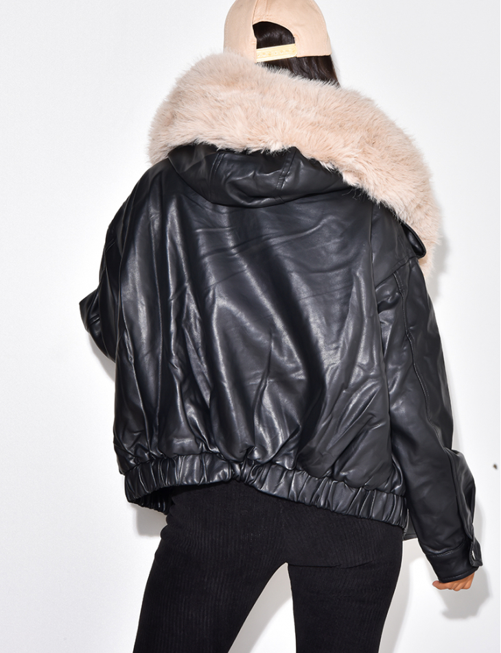 veste en simili cuir, doublure fourrure