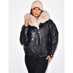 veste en simili cuir, doublure fourrure
