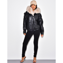 veste en simili cuir, doublure fourrure