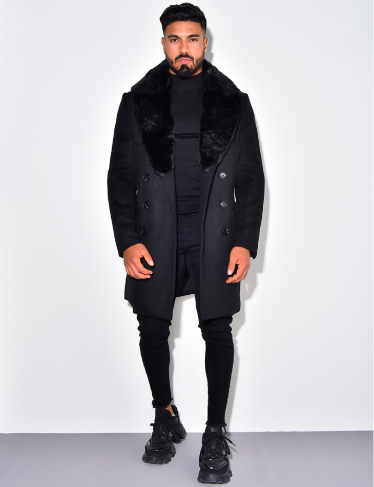 Manteau à col en fourrure