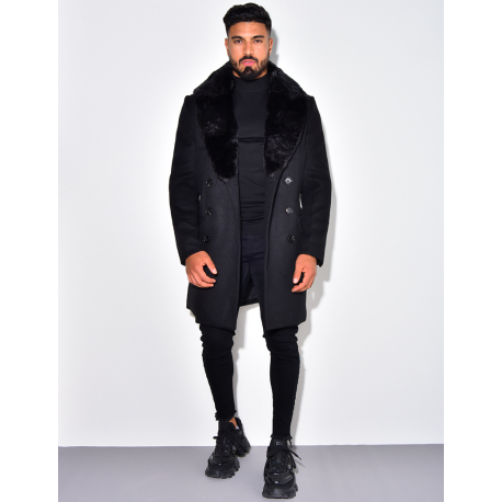Manteau à col en fourrure