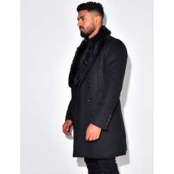 Manteau à col en fourrure