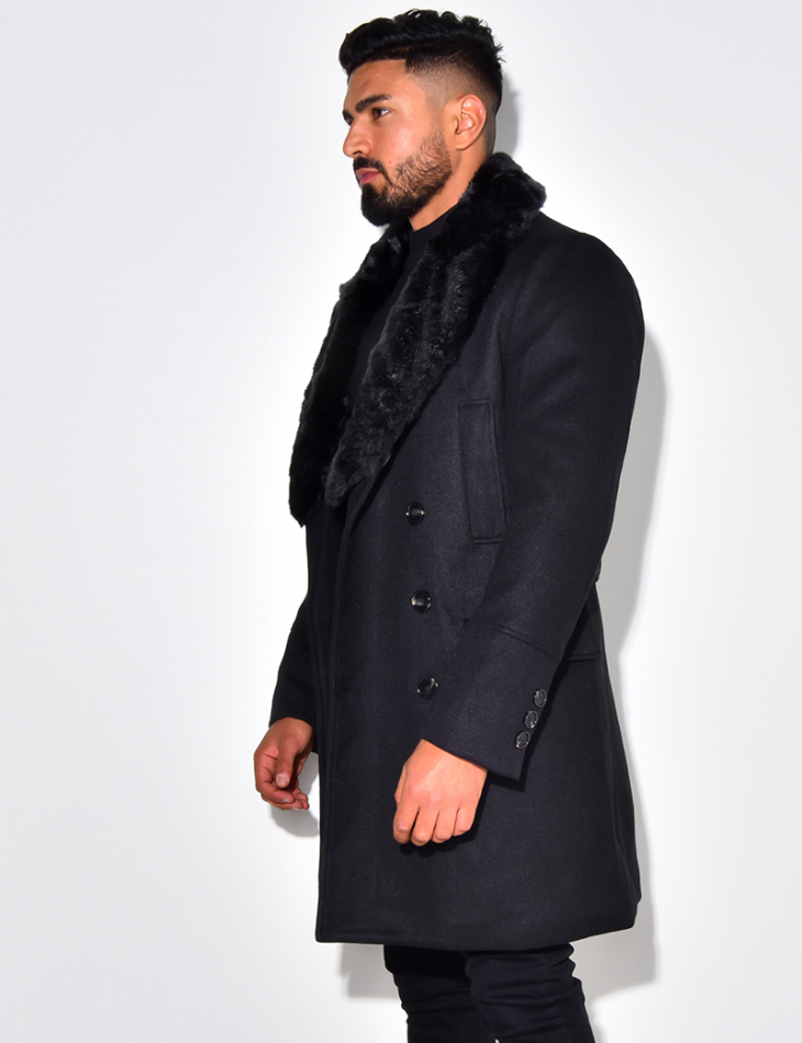 Manteau à col en fourrure