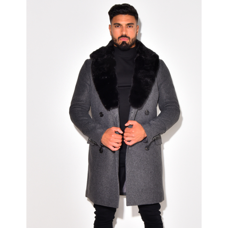 Manteau à col en fourrure
