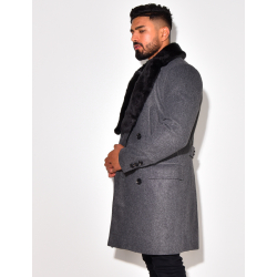 Manteau à col en fourrure