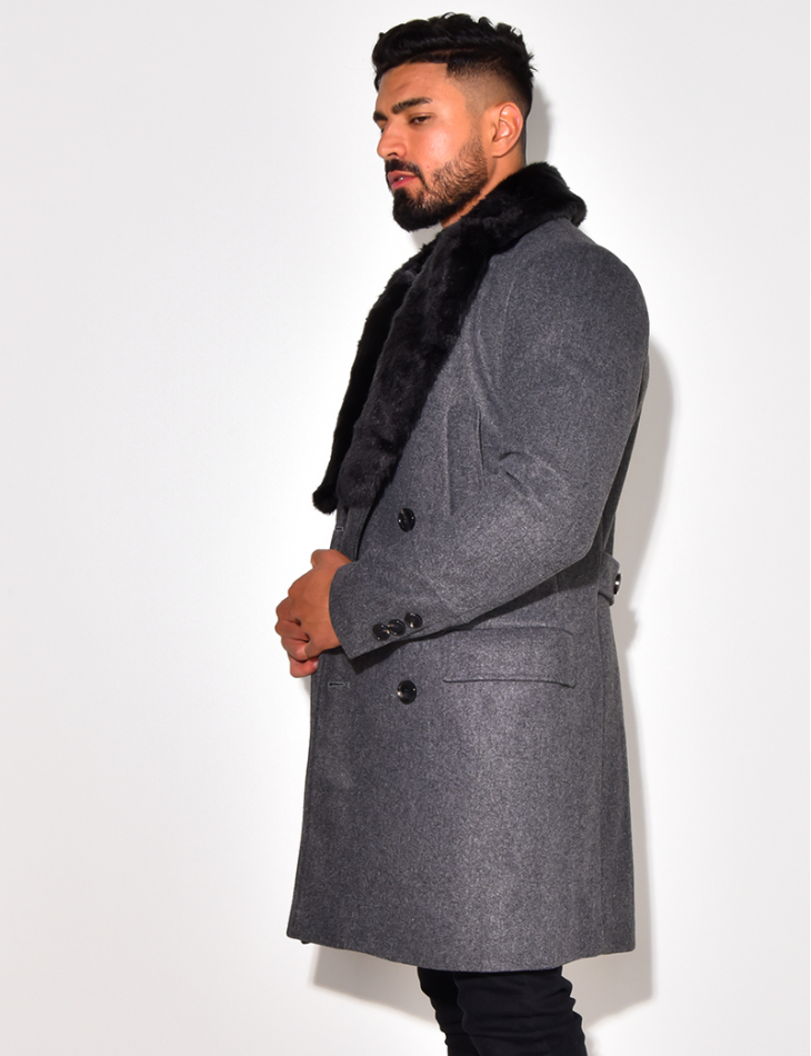Manteau à col en fourrure