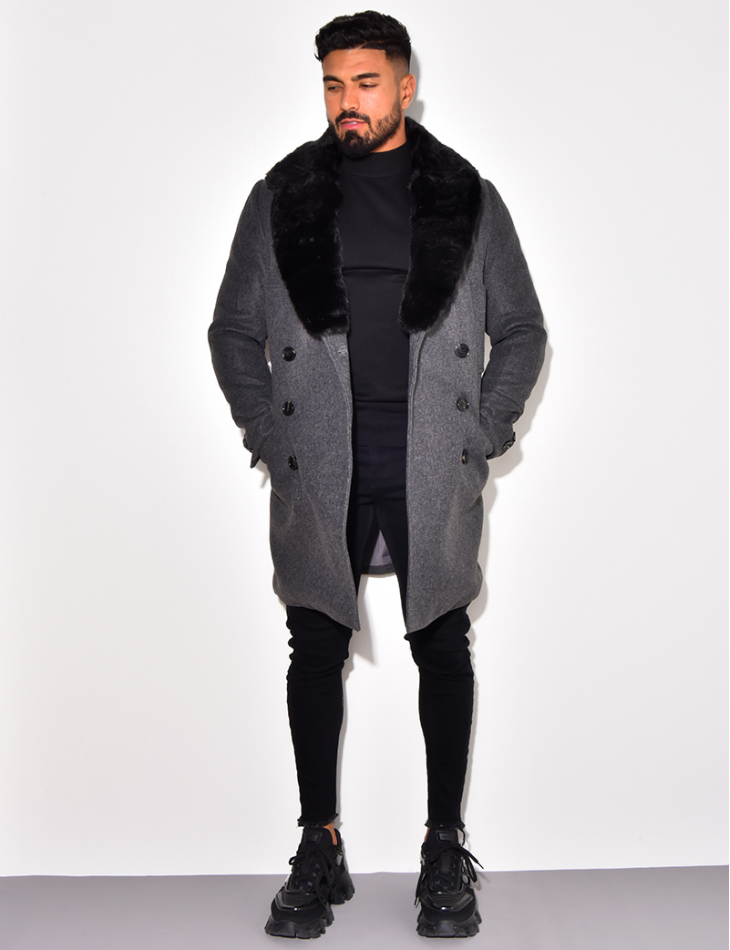 Manteau à col en fourrure