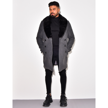 Manteau à col en fourrure