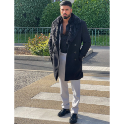 Manteau à col en fourrure