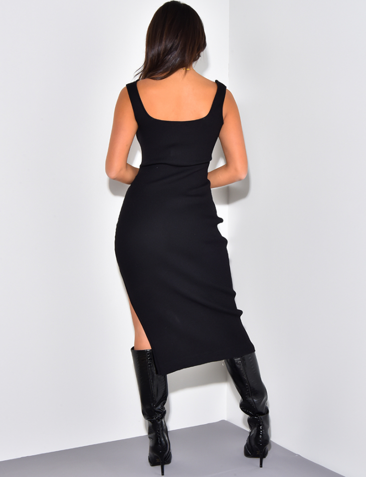 Robe côtelé à fente