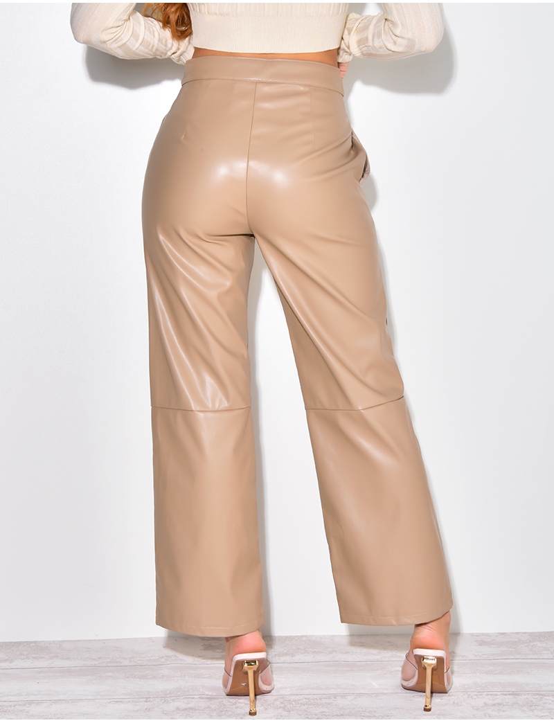 Faux high waisted leather pants discount