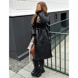manteau simili cuir doublé polaire avec ceinture manteau simili cuir doublé polaire avec ceinture