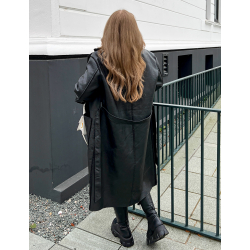manteau simili cuir doublé polaire avec ceinture manteau simili cuir doublé polaire avec ceinture