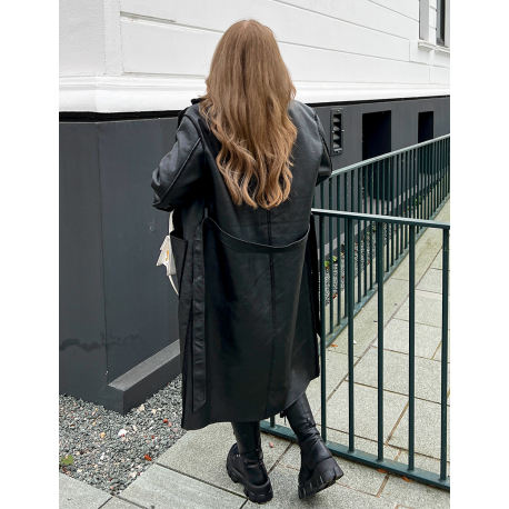 manteau simili cuir doublé polaire avec ceinture manteau simili cuir doublé polaire avec ceinture