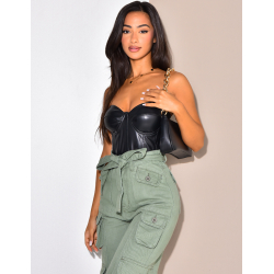 Corset en similicuir vegan