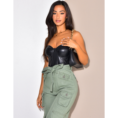 Corset en similicuir vegan