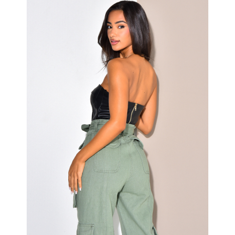 Corset en similicuir vegan