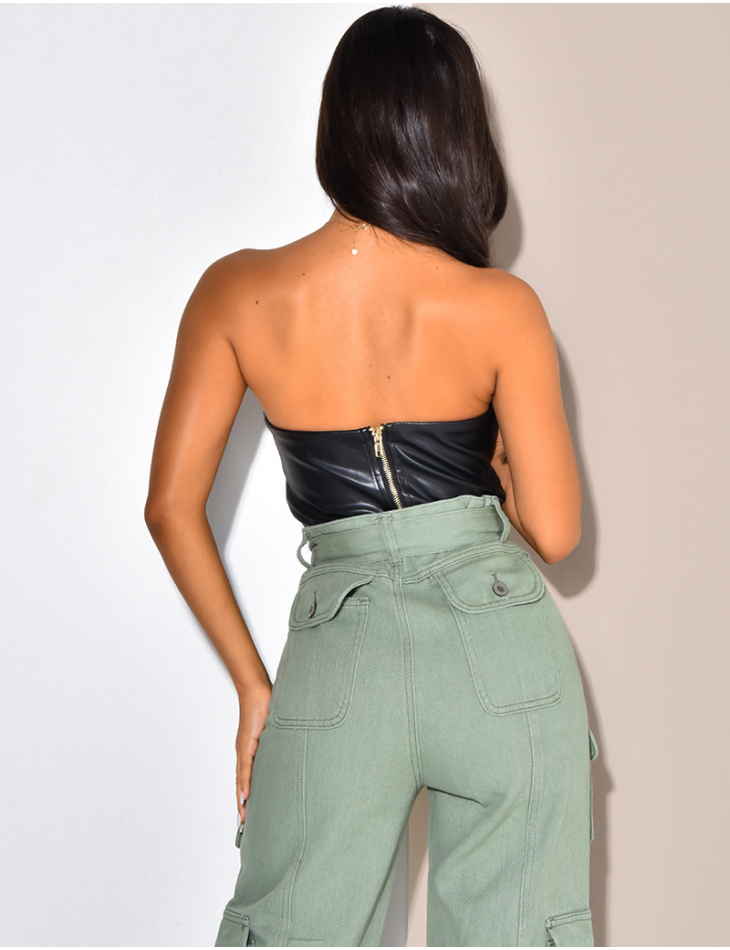 Corset en similicuir vegan