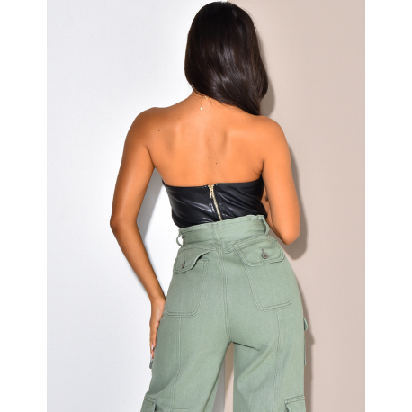 Corset en similicuir vegan