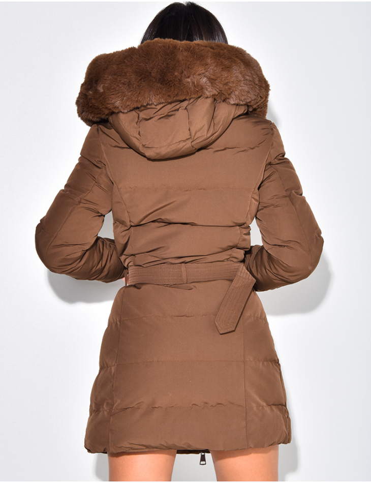 Doudoune à capuche avec fourrure