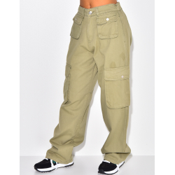 Jeans taille haute coupe droite à poches Jeans taille haute coupe droite à poches