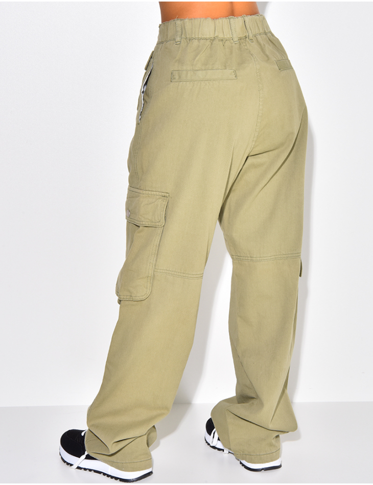 Jeans taille haute coupe droite à poches Jeans taille haute coupe droite à poches