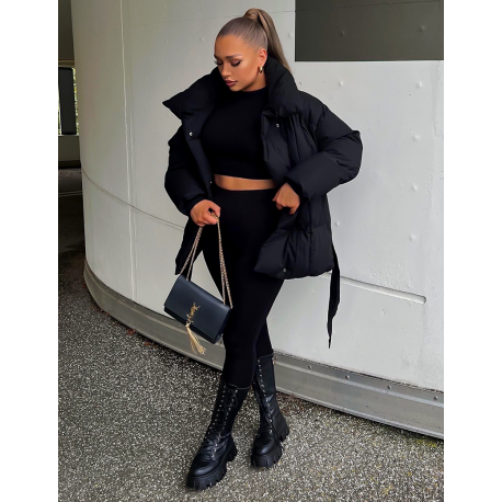 Doudoune matelassée avec ceinture