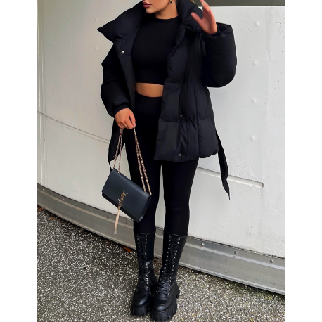 Doudoune matelassée avec ceinture