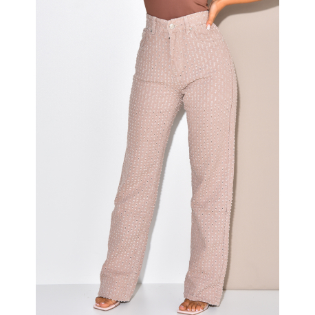 Jeans coupe droite effet déchiré à petits trous